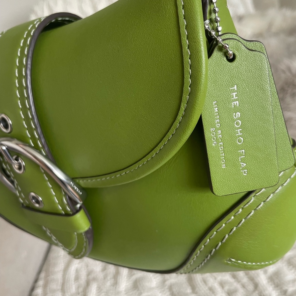 Coach Dark Lime limited Re-edition SoHo flap bag
